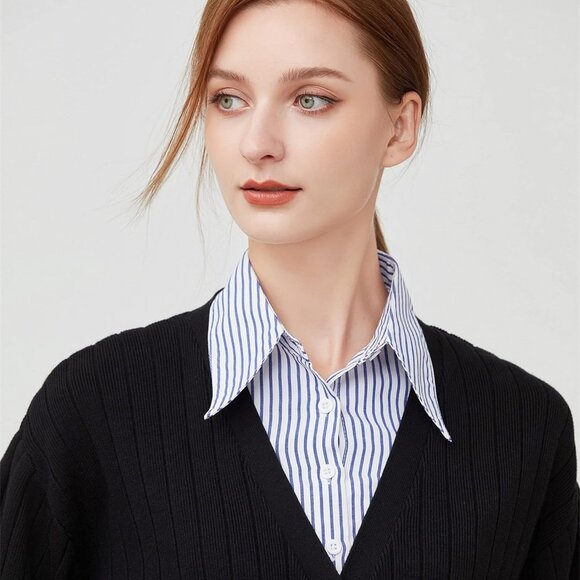 Striped False Collar Plaid Fake Collar Detachable Lapel for Women Girls - Picture 3 of 7